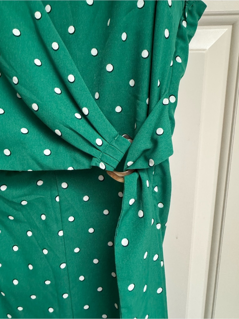 Skies Are Blue Green Polka Dot Wrap Jumpsuit - Picture 5 of 9